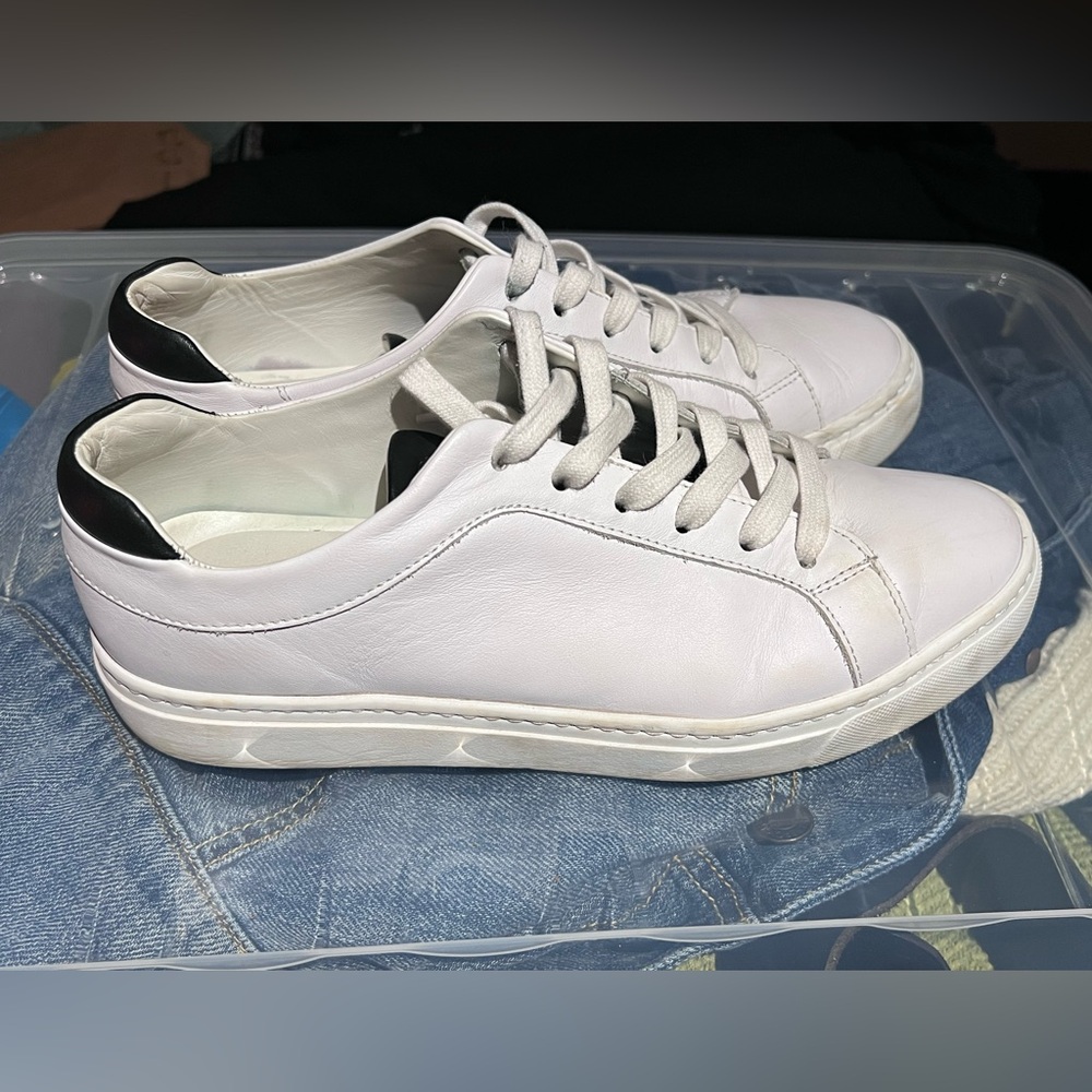 EUC M Gemi White Leather Italian sneakers, “The Palestra Due”, Size 38.5